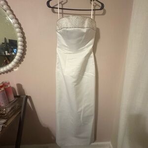 Mon Cheri White and Silver Wedding Dress